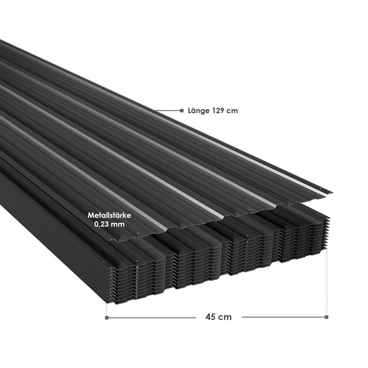 PROFILBLECH Anthrazit 129x45 cm 12er-Set - Anthrazit, Metall (45/129cm) - Juskys