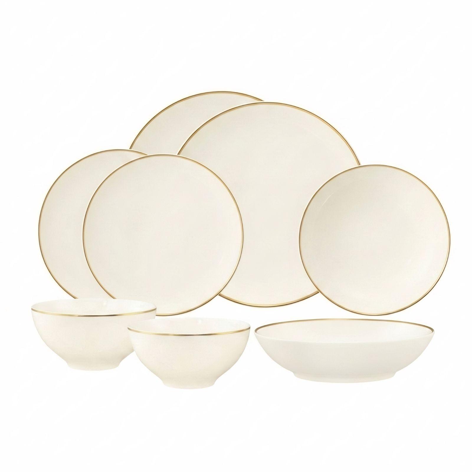 EINSTEIGER-SET Savona Goldlinie creme 8-tlg. - Creme, Keramik (2/2/2cm) - Seltmann Weiden