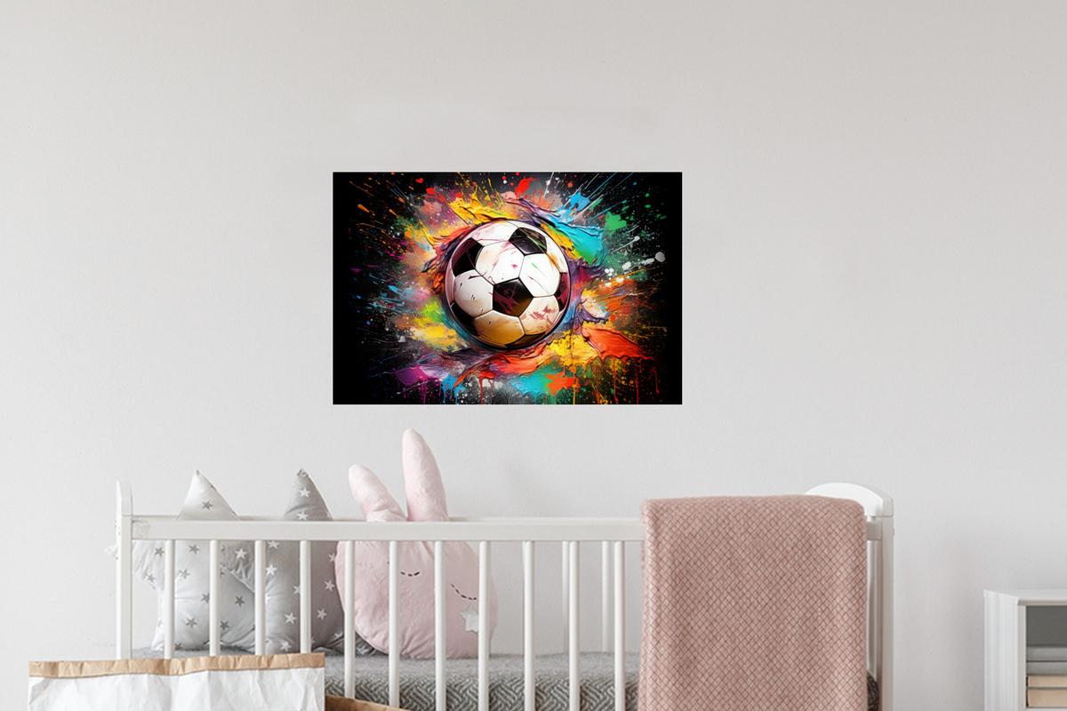 WANDTATTOO Fußball - Farbe - Farben - Schwarz - Weiß Deko Wohnzimmer 60x40 cm - Weiß, Kunststoff (60/40/0.1cm) - MuchoWow