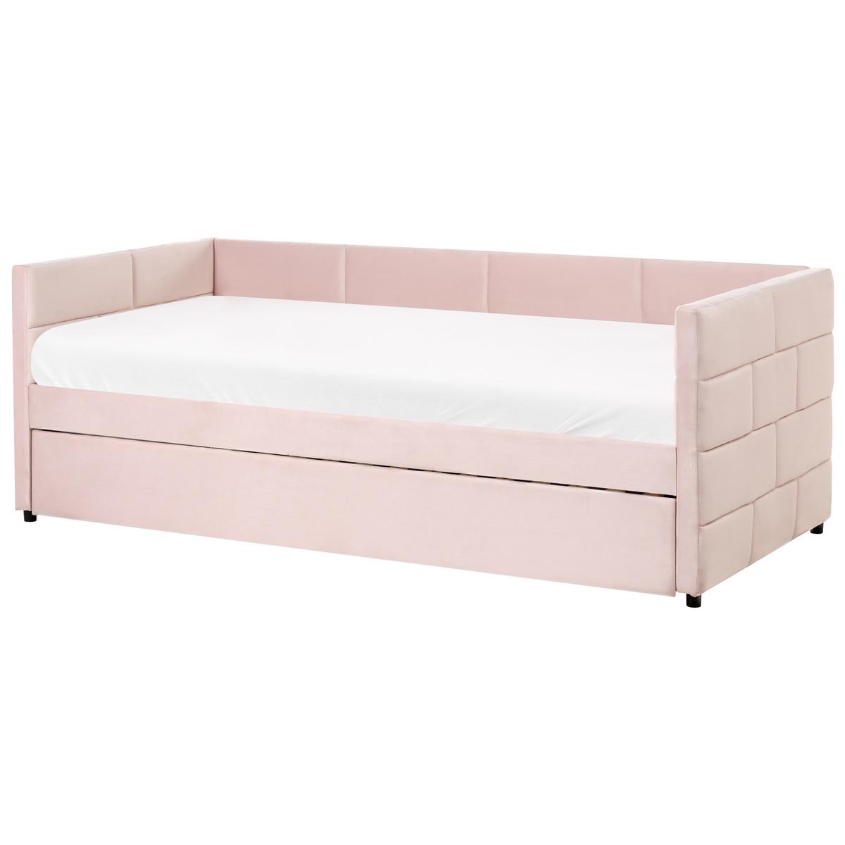 AUSZIEHBETT Samtstoff 90/200 cm Rosa Chavonne - Pink, Textil (90/200cm) - Beliani