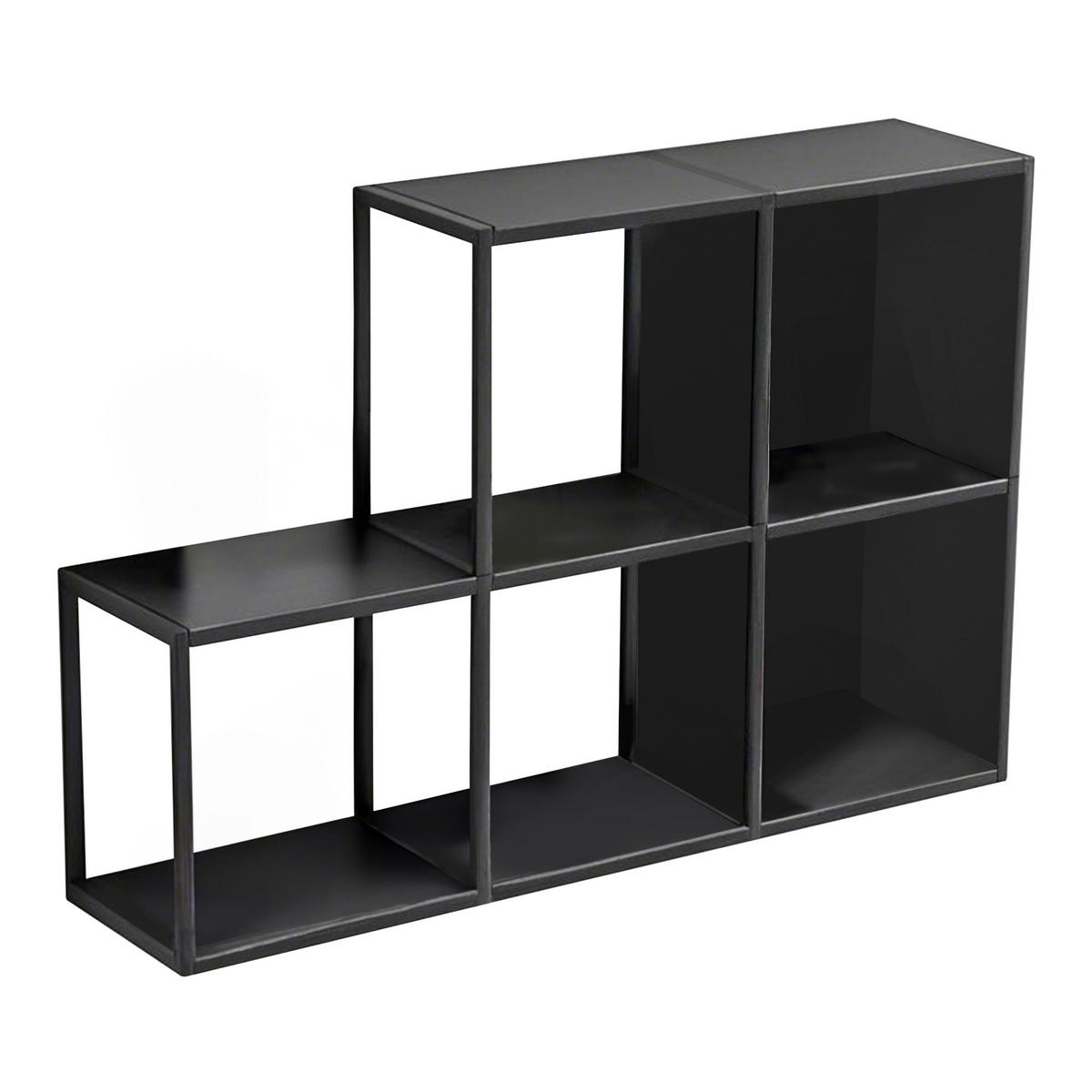 WANDREGAL-SET 5 TLG. Nostened - Schwarz, Metall (27.5/27.5/20cm) - [en.casa]