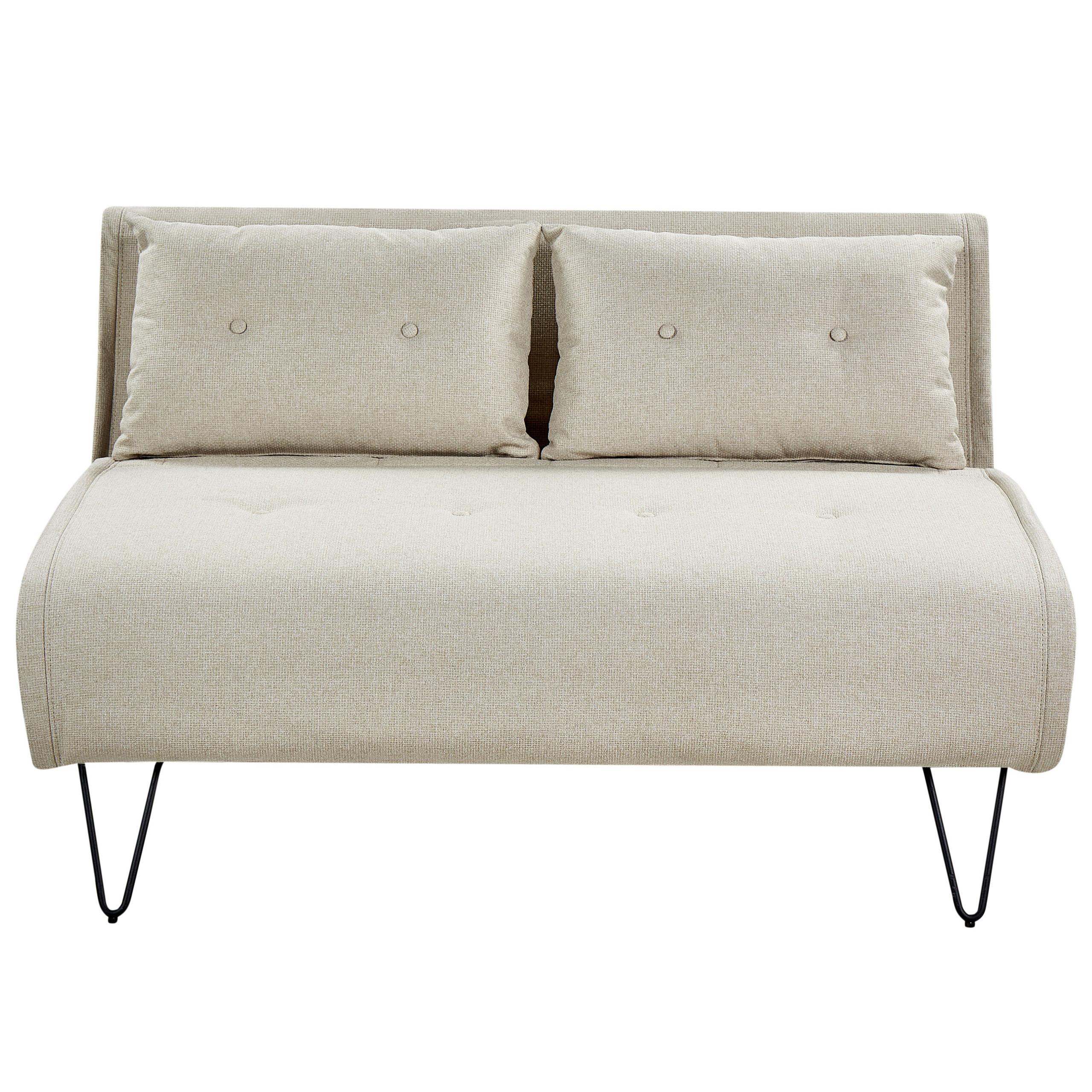2-SITZER-SCHLAFSOFA hellbeige/schwarz Vestfold - Beige/Schwarz, Textil (130/81/78cm) - Beliani
