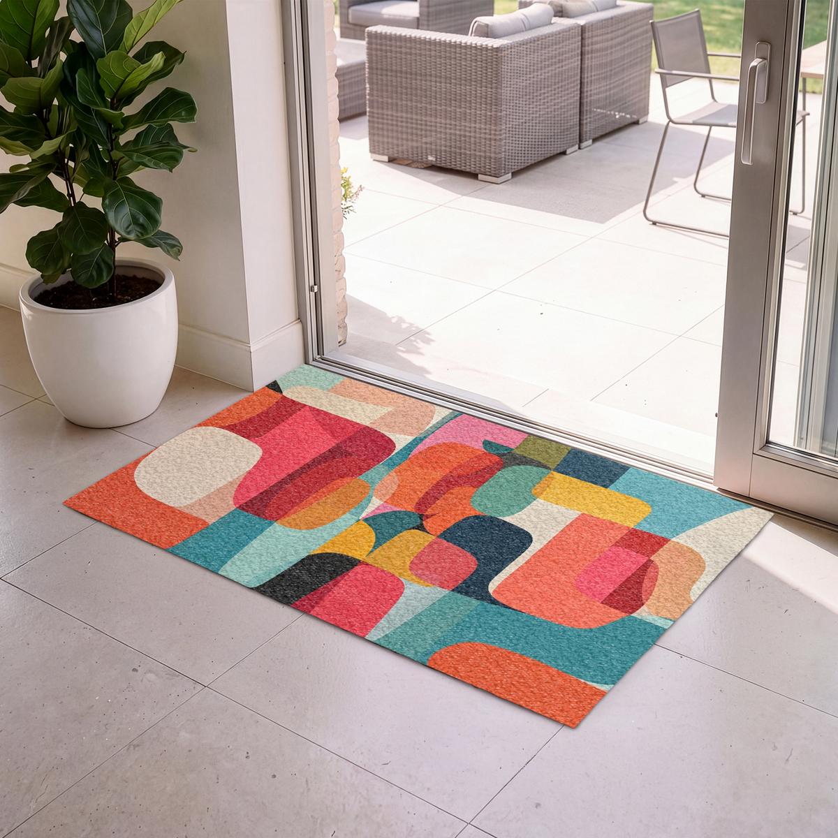 FUSSMATTE Formen - Bunt - Abstrakt - Flugzeuge Sauberlaufmatte 120x80 cm - Multicolor, Kunststoff (120/0.4cm) - MuchoWow