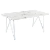 ESSTISCH 160/90/76 cm Weiß grau Rechteckig Grieger - Weiß, Holzwerkstoff (160/90/76cm) - Beliani