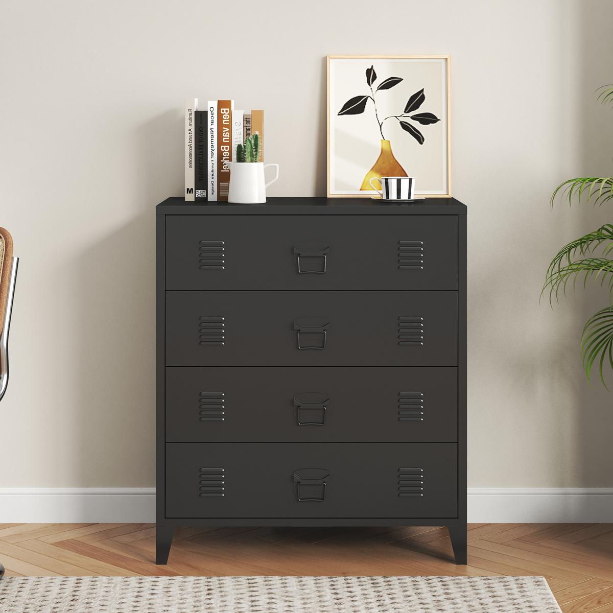 METALLSCHRANK Hämeenlinna - Schwarz, Metall (80/92/40cm) - [en.casa]