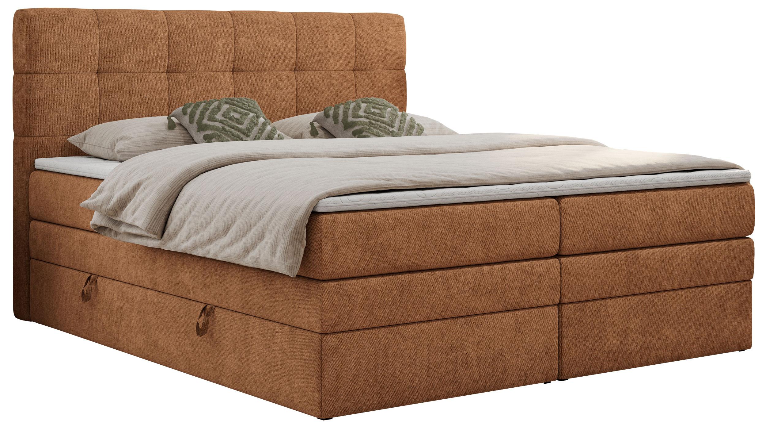 BOXSPRINGBETT LUKA KING 180/200 Orange Struktur - H3 - Orange, Holz/Textil (180/200cm) - MKS