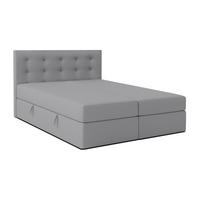 BOXBETT BAUNEI 180x200 cm mit Bettkasten und Matratze - Grau + TOPPER - Schwarz/Grau, Holz/Holzwerkstoff (180/200cm) - AX Living