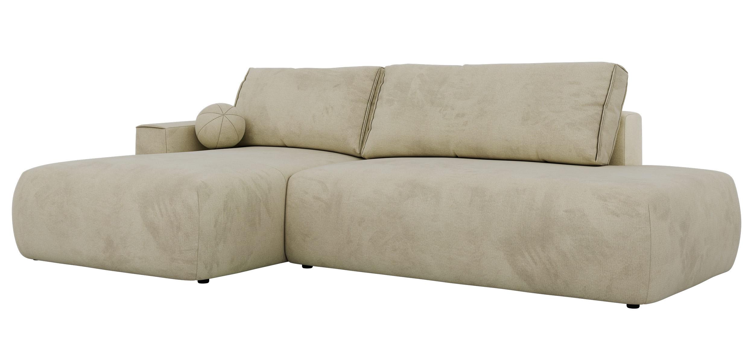 ECKSOFA TAREN L Beige Velvet - Links - Beige/Schwarz, Kunststoff/Textil - MKS