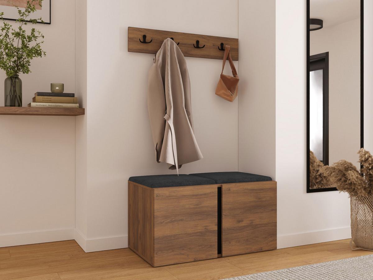 GARDEROBEN-SET Orion VI - Anthrazit/Nussbaumfarben, Holzwerkstoff/Kunststoff (84/42/46cm) - MIRJAN24