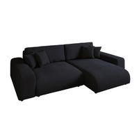 ECKSOFA mit Schlaffunktion, Bettkasten, Wellenunterfederung, seitenverkehrt montierbar B255/T165/H84 cm, Liegefl. 148x196 cm, Cord Schwarz/ 21008 - Schwarz, Kunststoff/Textil (255/165cm) - luma-home