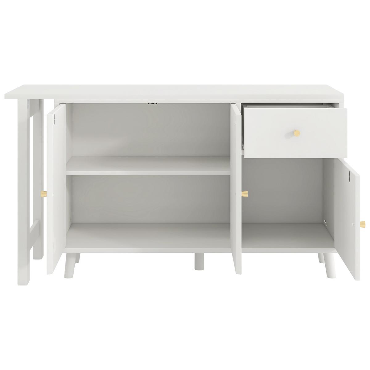 SCHREIBTISCH 360° Drehbar Weiß mit Sideboard 3 Türen & 1 Schublade - Weiß, Holzwerkstoff (40/120/74.5cm) - Urban Meuble