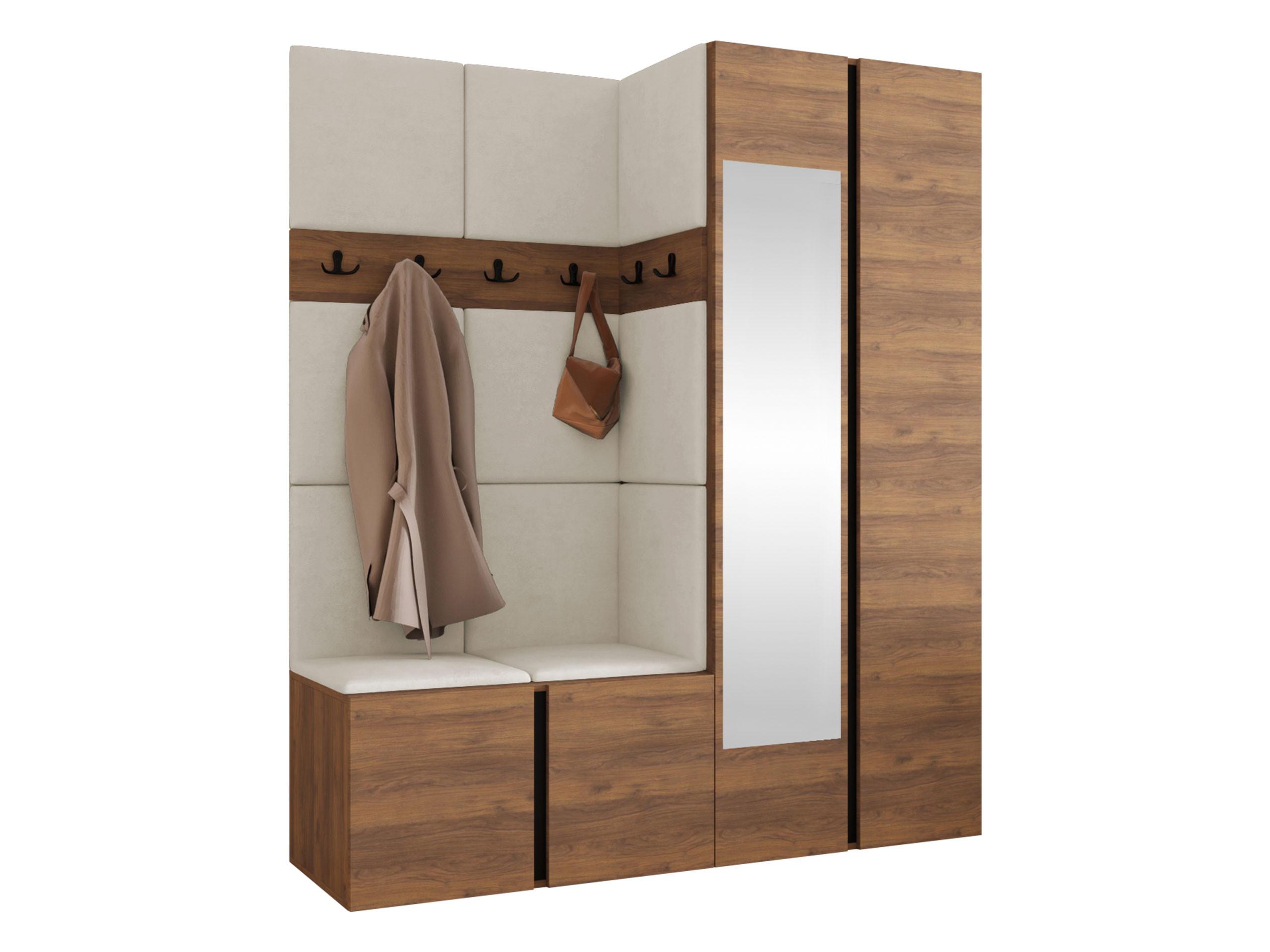GARDEROBEN-SET Orion XII - Beige/Nussbaumfarben, Holzwerkstoff/Kunststoff (158/186/46cm) - MIRJAN24