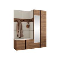GARDEROBEN-SET Orion XII - Beige/Nussbaumfarben, Holzwerkstoff/Kunststoff (158/186/46cm) - MIRJAN24
