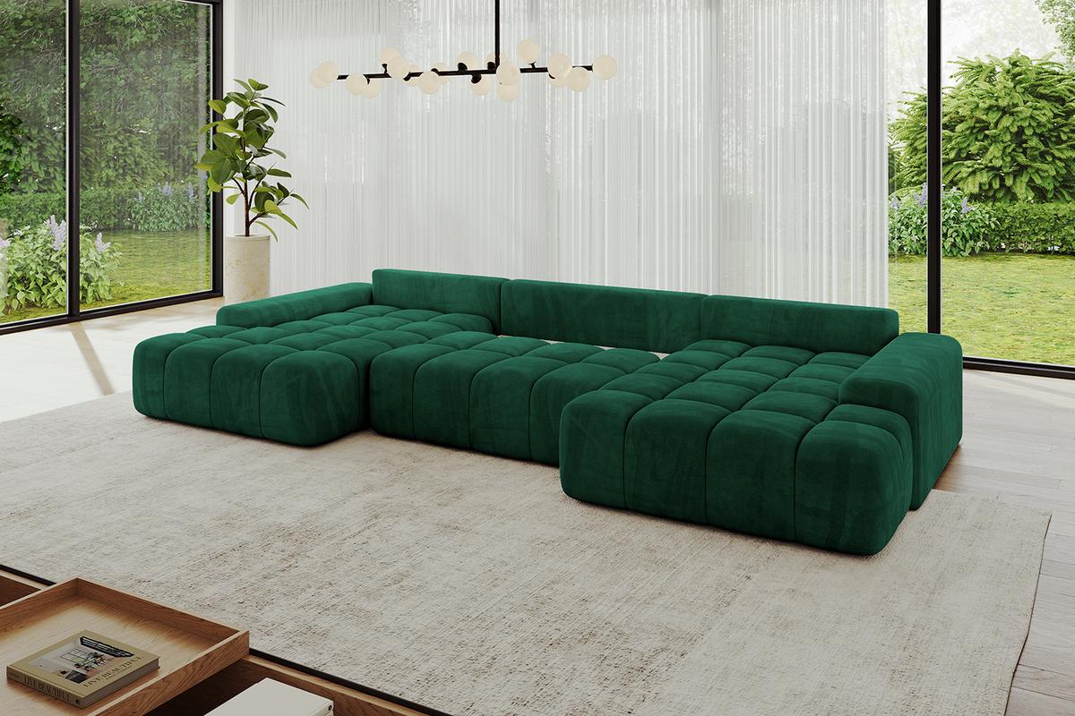 WOHNLANDSCHAFT ENSI-U - 353x164x69 cm Dunkelgrün - Dunkelgrün, Holzwerkstoff/Kunststoff (357/69/164cm) - ALTDECOR