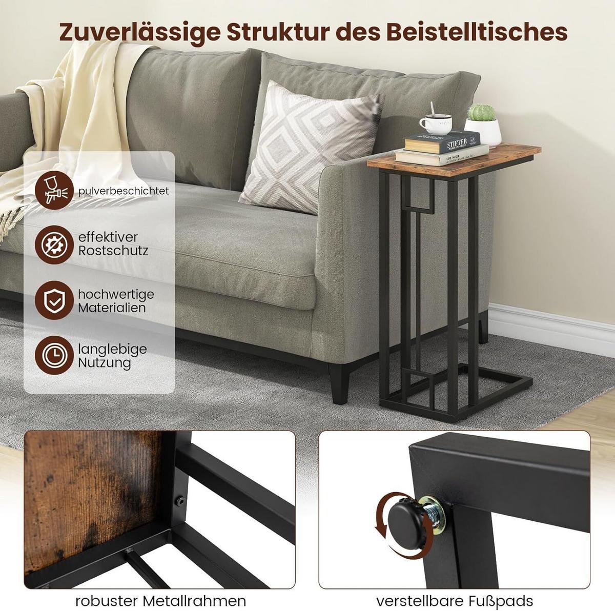 BEISTELLTISCH 66cm Braun - Braun, Holz (26/48/66cm) - COSTWAY