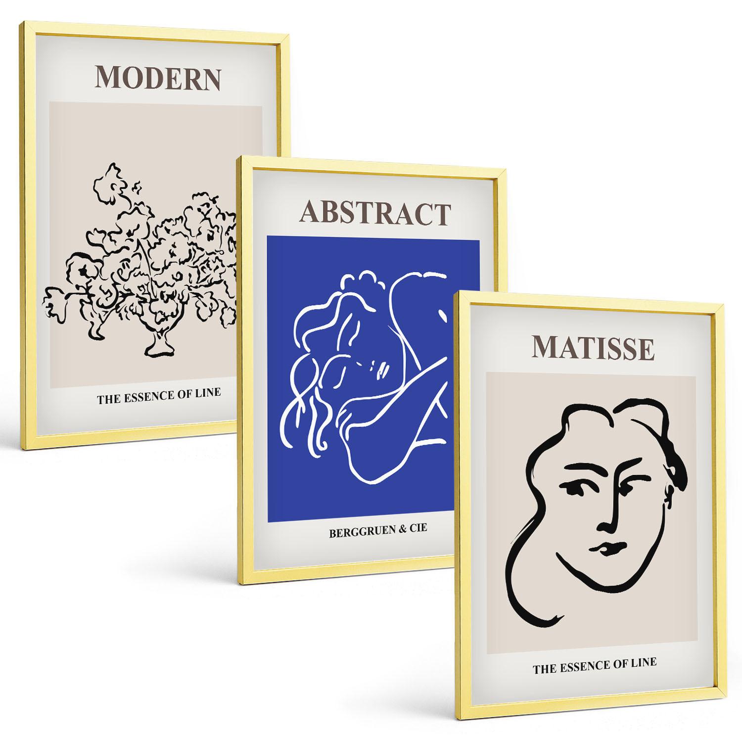 BILDER SET 3er Set - 40x60 cm Goldrahmen - Matisses moderne Plakate - Goldfarben, Kunststoff (40/60cm) - TULUP
