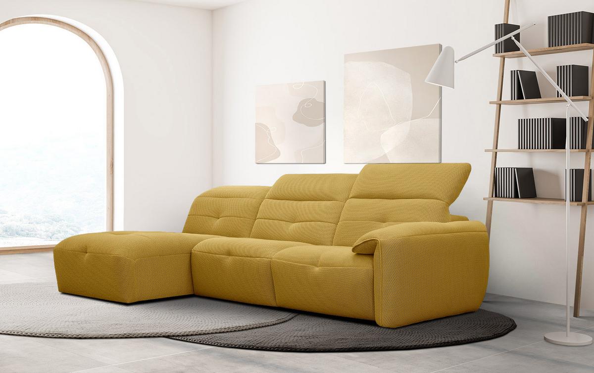ECKSOFA TRENTO 4-Sitzer, gelb - Gelb/Schwarz, Holzwerkstoff/Kunststoff (165/262cm) - Wozimo