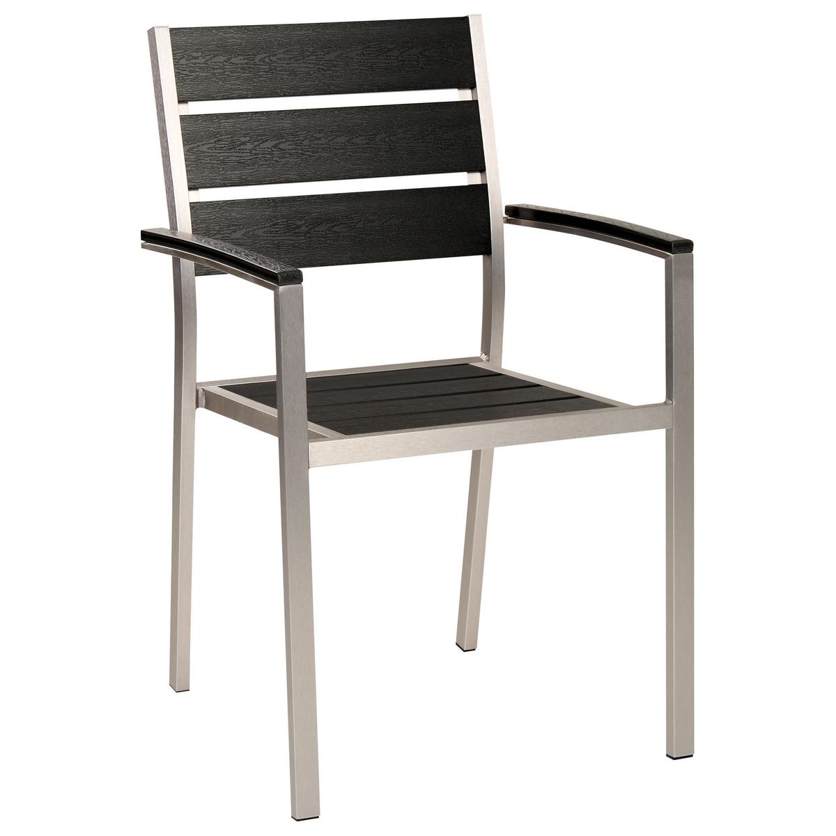 GARTENSTUHL 6er-Set Kunstholz schwarz Vernio - Schwarz, Kunststoff (54/88/57cm) - Beliani