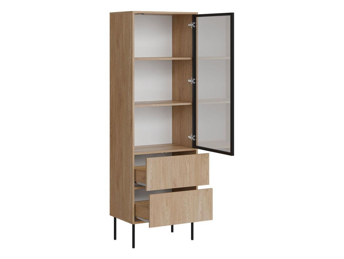 VITRINE Domi 60 2S - Eichefarben/Schwarz, Holzwerkstoff/Metall (60/185/40cm) - MIRJAN24