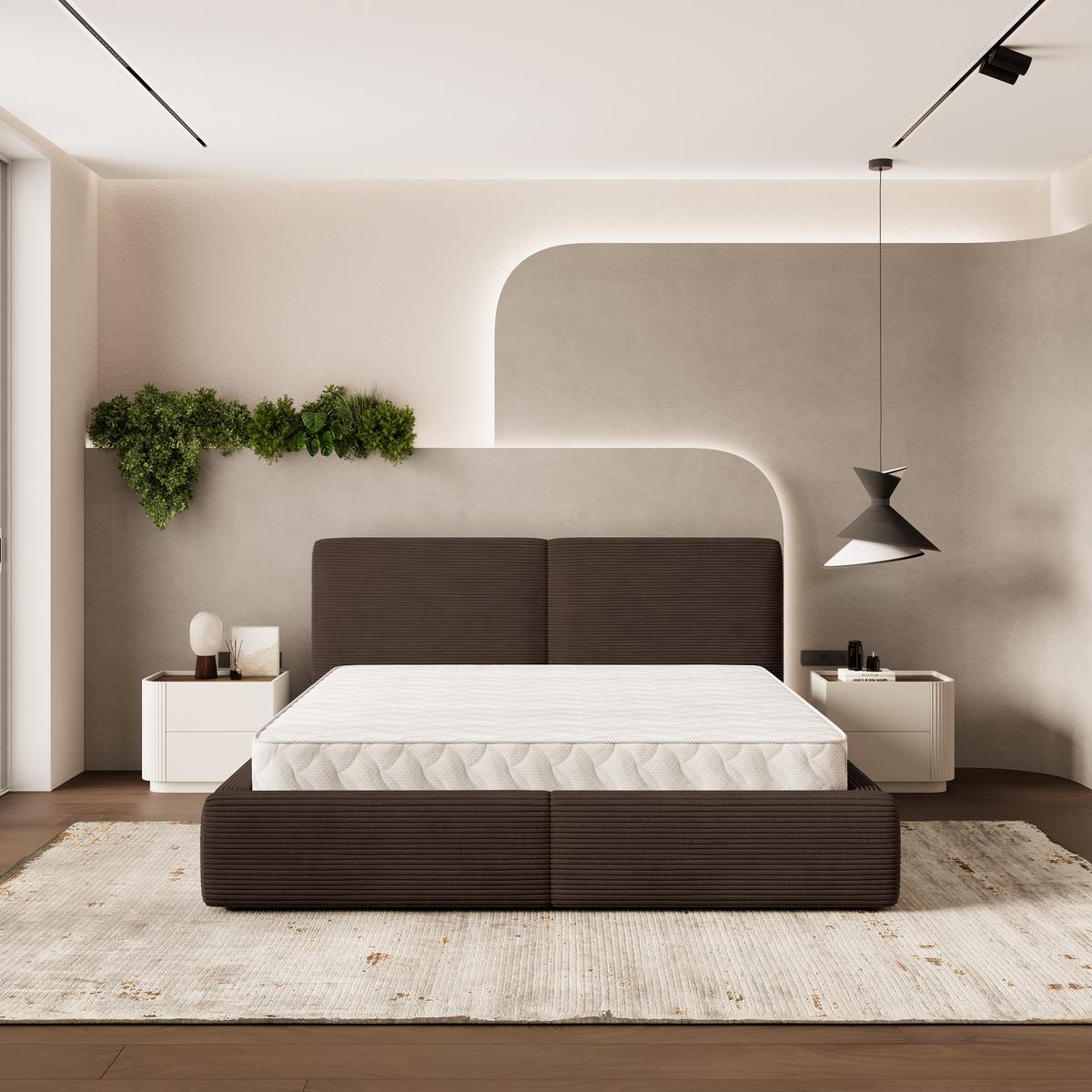 POLSTERBETT FELURO P 120x200 cm mit Bettkästen - Braun - Braun, Holz/Textil - MASSENO