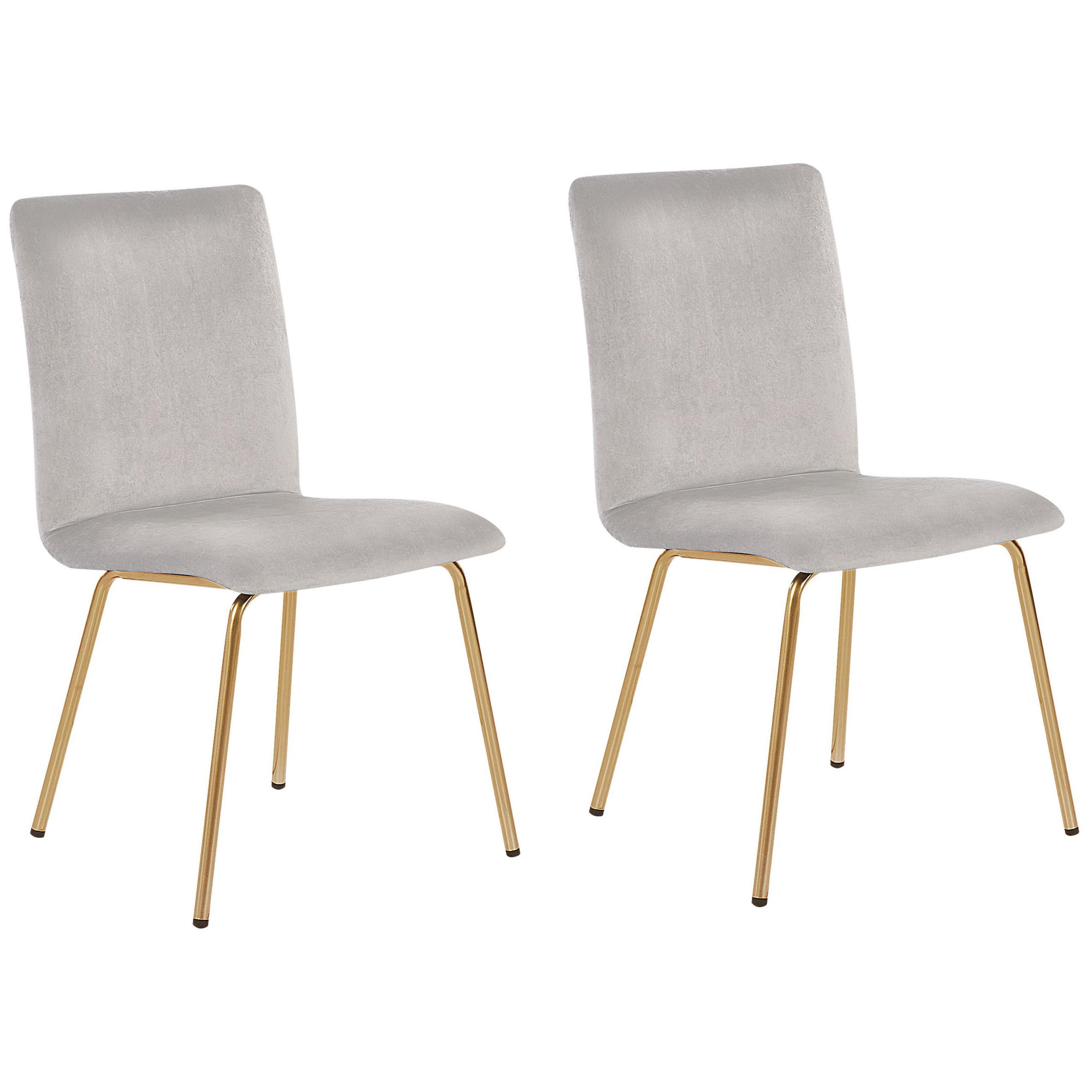 ESSZIMMERSTUHL 2er-Set Samtstoff Grau Rubio - Grau, Textil/Metall (47/80/41cm) - Beliani
