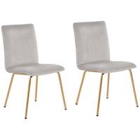 ESSZIMMERSTUHL 2er-Set Samtstoff Grau Rubio - Grau, Textil/Metall (47/80/41cm) - Beliani