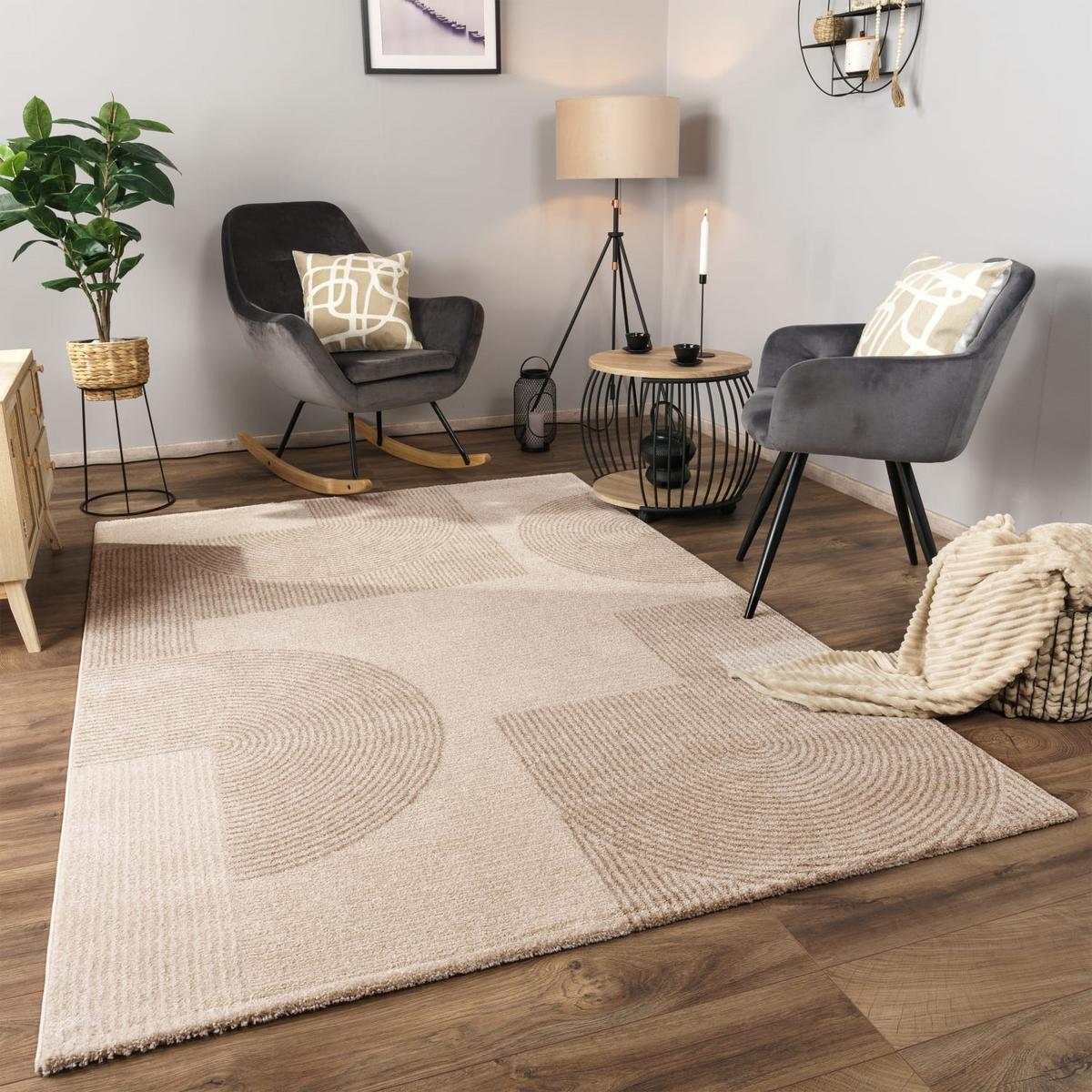 KURZFLORTEPPICH, geometrisch, Creme, 120 x 170 cm - Beige, Textil (170/120cm) - KADIMA DESIGN