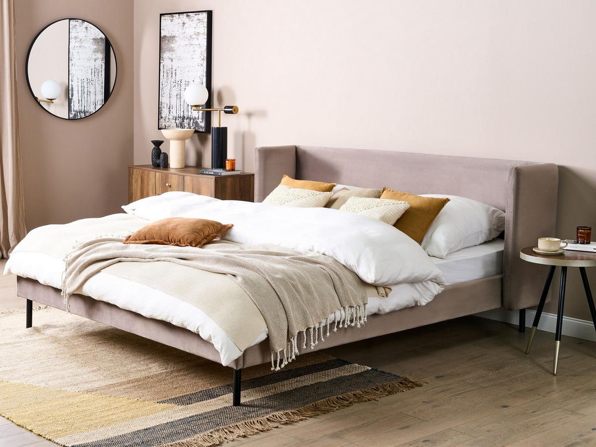 POLSTERBETT 180/200cm Taupe Arette - Taupe, Textil (180/200cm) - Beliani