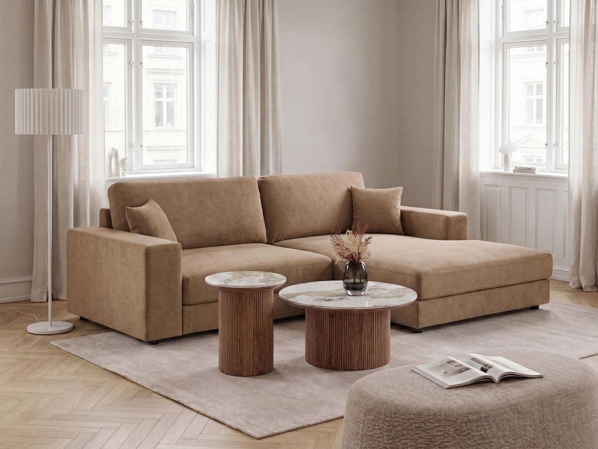 ECKSOFA 3-Sitzer Stoff Braun linksseitig Lofoten - Braun, Textil (250/185cm) - Beliani