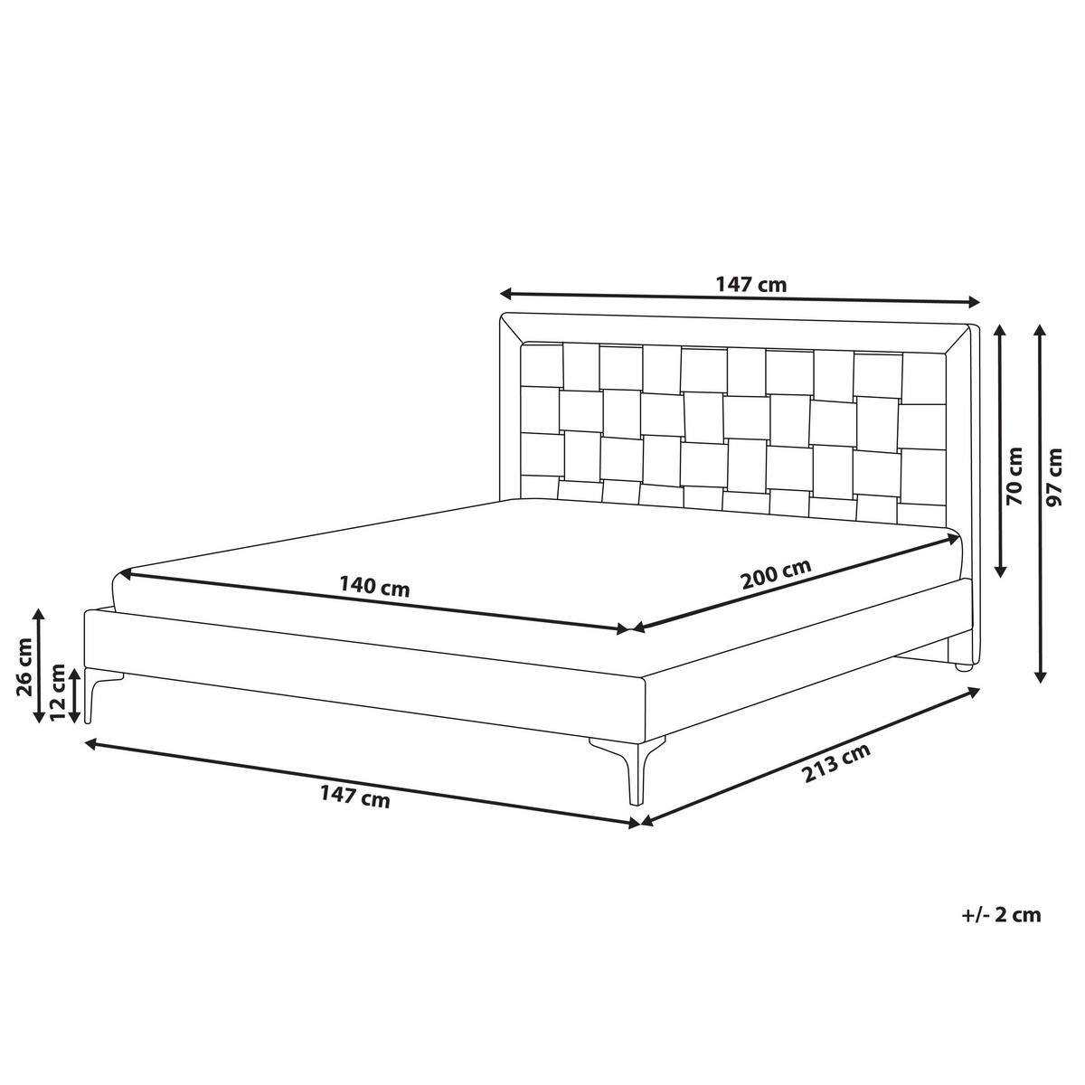 DOPPELBETT 140/200cm Grau Limoux - Grau, Textil (140/200cm) - Beliani