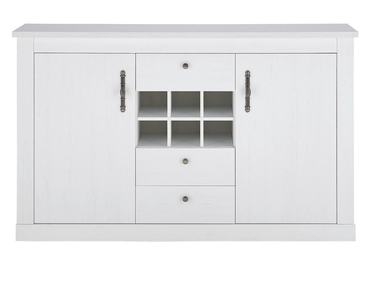 SIDEBOARD weiß Pinie Landhaus, hohe Kommode 166 x 100 cm, Soft-Close-Funktion - Weiß, Holzwerkstoff/Kunststoff (169/104/45cm) - Furn.Design