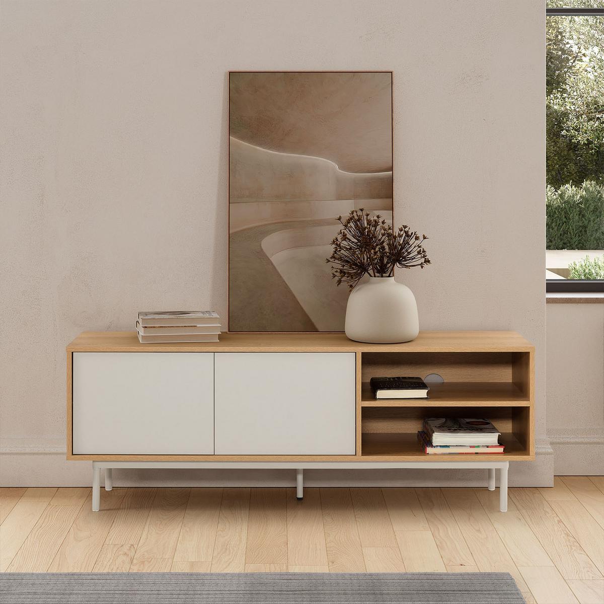 TV-ELEMENT Cuzco 2 türen Eichenfarbe/grau - Grau, Holzwerkstoff (140/50/40cm) - VS Venta-stock