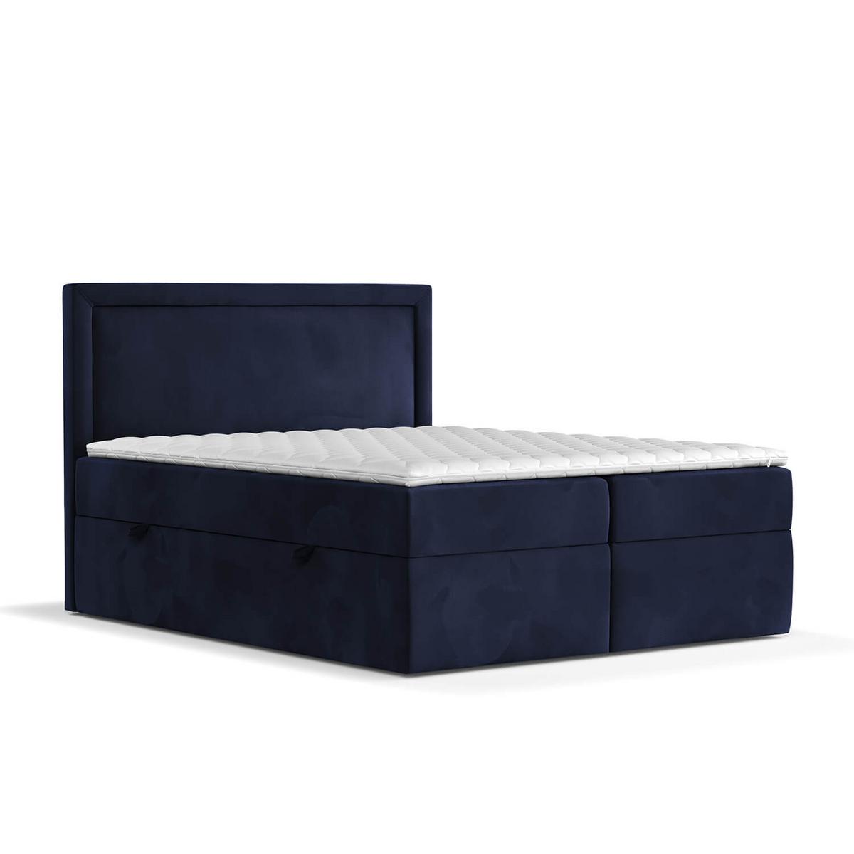 BOXBETT Jodan 180/200 cm Marineblau im Magic Velvet Stoff - Schwarz/Dunkelblau, Holz/Holzwerkstoff (180/200cm) - AltaBeds