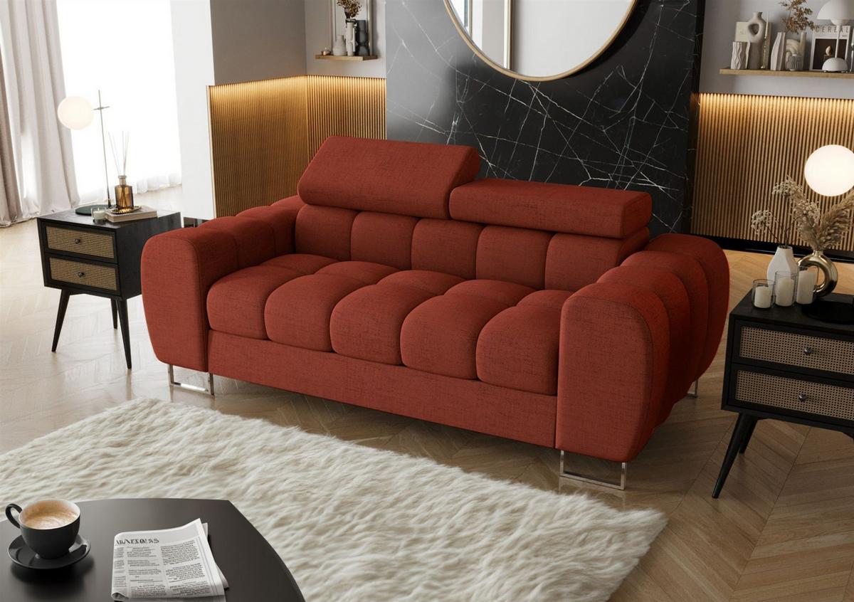 SOFA 2-sitzer Bastien In Stoff Moly - Rot, Holzwerkstoff/Textil (195/95/97cm) - Fun Möbel