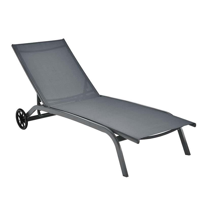 SONNENLIEGE mit Rollen grau - Grau, Metall (190.5/97/61cm) - COSTWAY