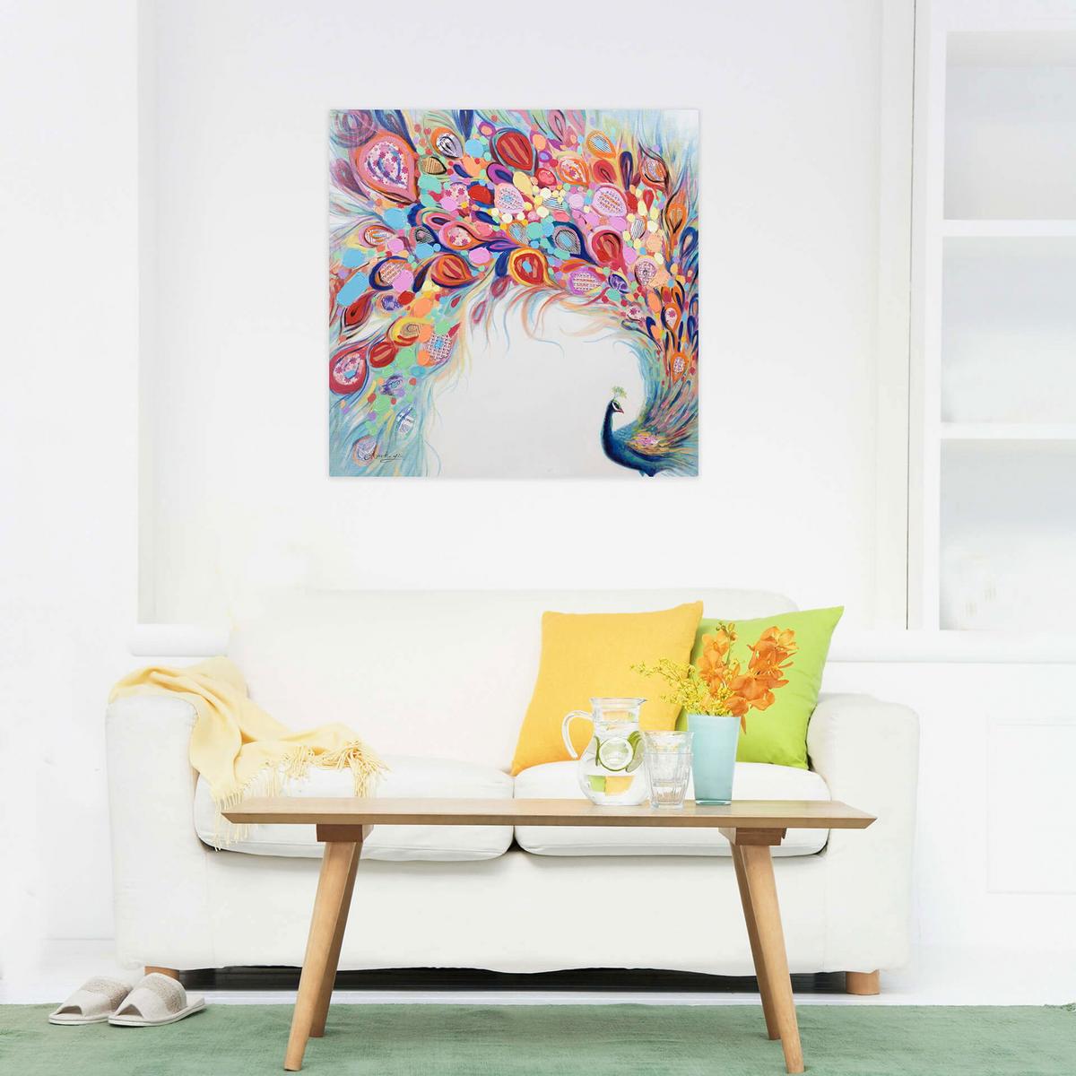 ÖLGEMÄLDE 80/80 cm - Blau/Gelb, Holz/Textil (80/80cm) - KUNSTLOFT
