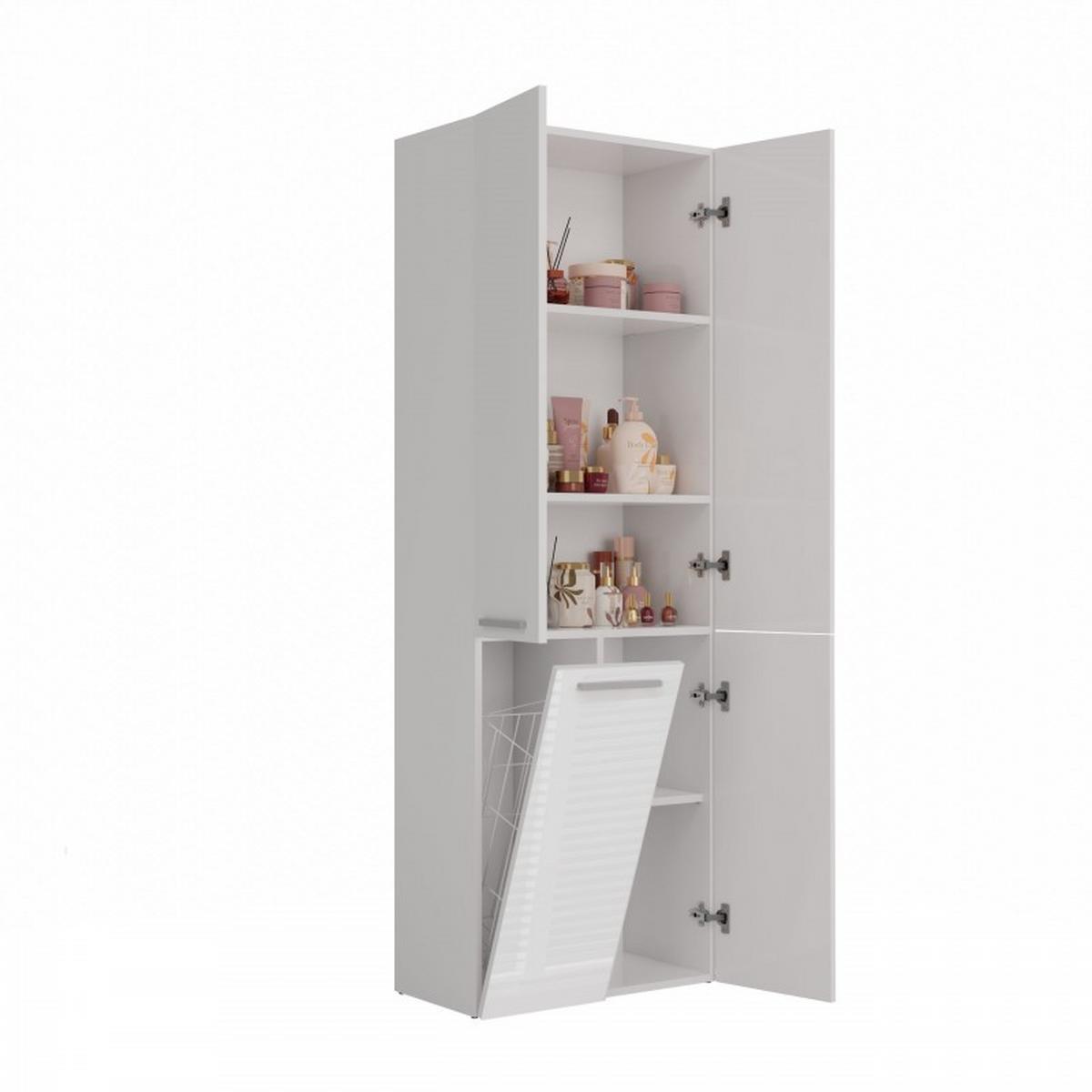 BADEZIMMERSCHRANK Weiß, Hochglanz Weiß 60/174/30 - Weiß, Holzwerkstoff (60/174/30cm) - RAUMHIRSCH FURNITURE
