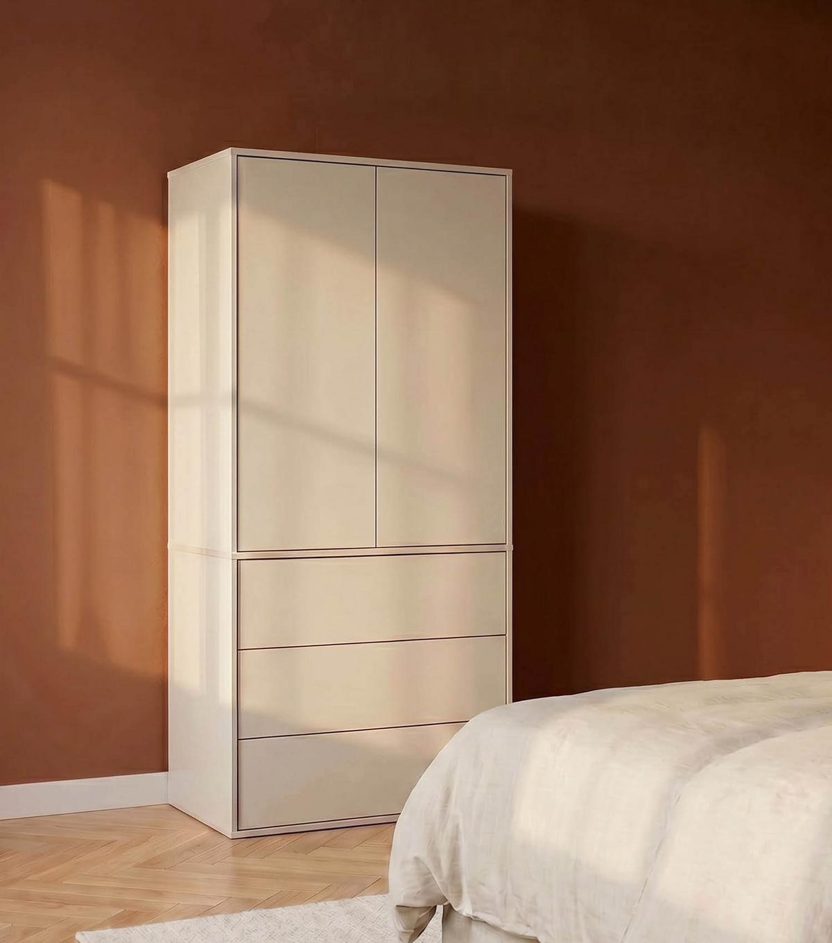 KLEIDERSCHRANK Robe - Beige, Holzwerkstoff (90/197/58cm) - Mokebo