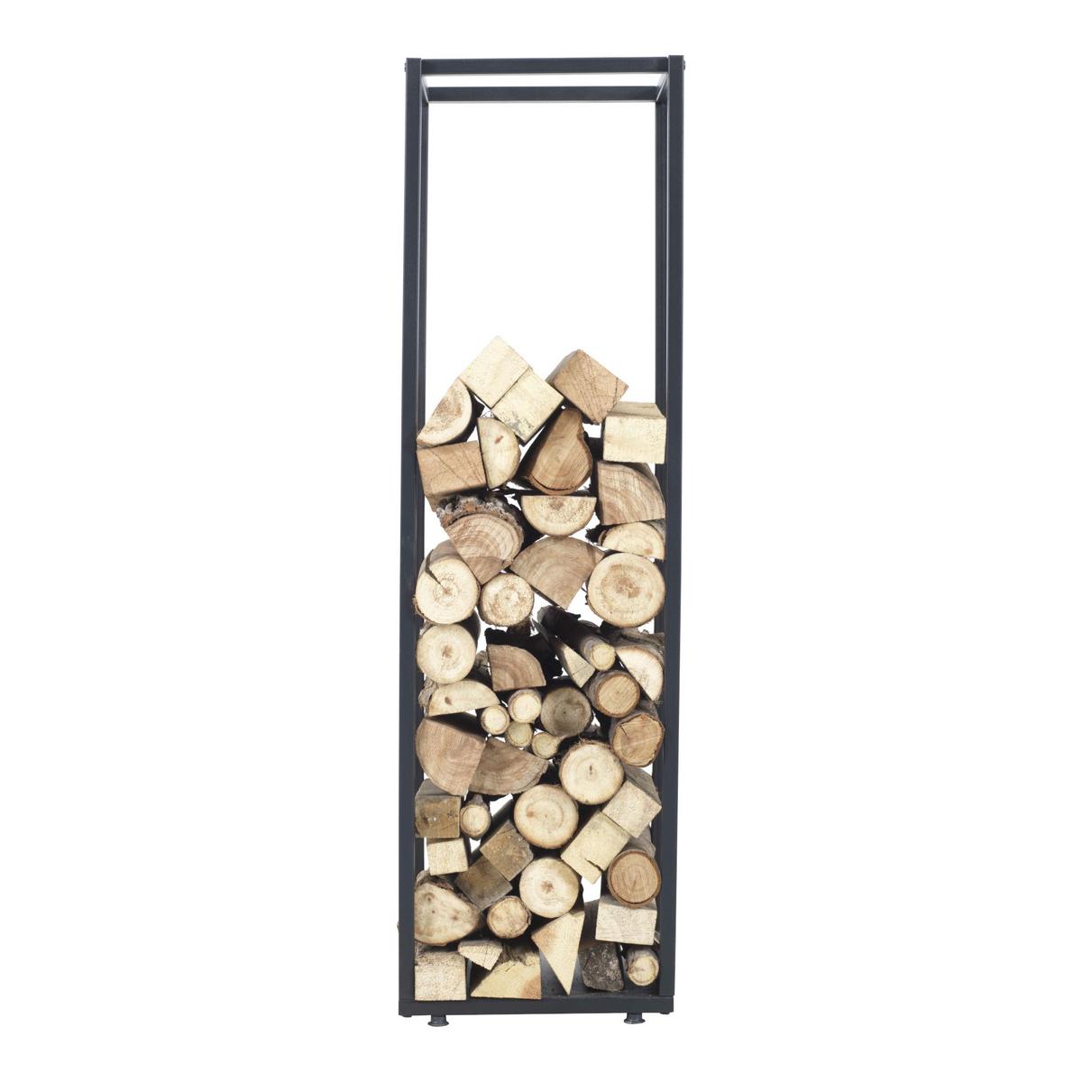 KAMINHOLZREGAL Tornved - Schwarz, Metall (35/120/35cm) - [en.casa]