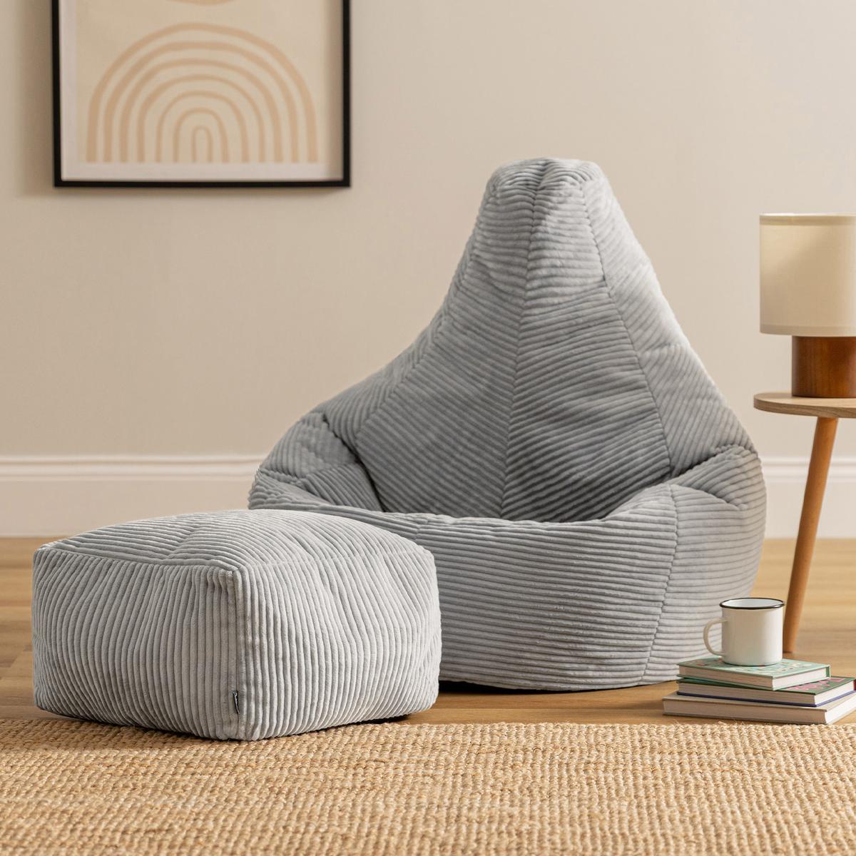 SITZSACK Dalton mit Hocker - Grau, Textil (82/76/82cm) - icon
