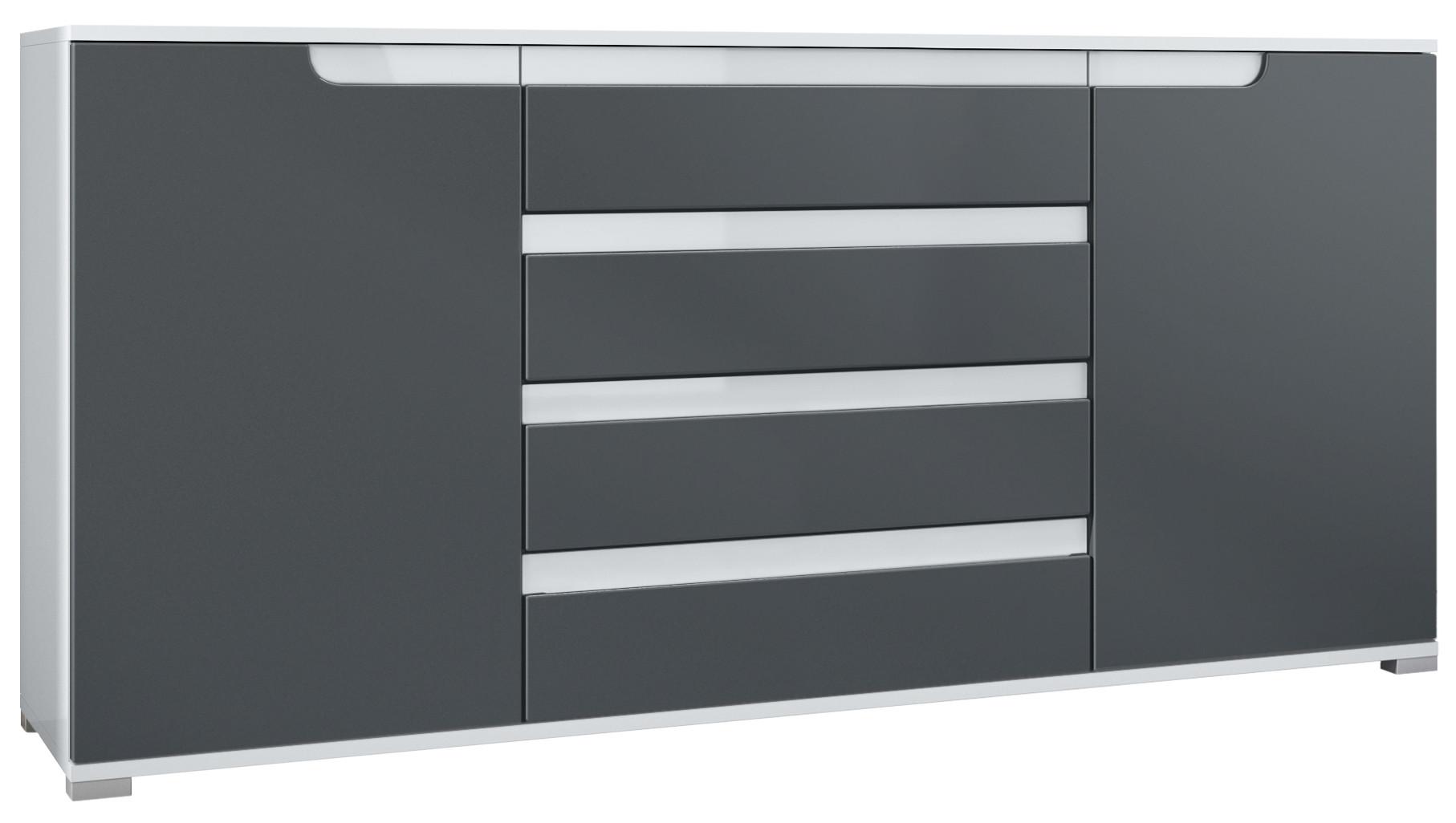 SIDEBOARD Sylt Anthrazit matt / Weiß Hochglanz - Anthrazit, Holzwerkstoff (166.5/75.5/35cm) - Vladon