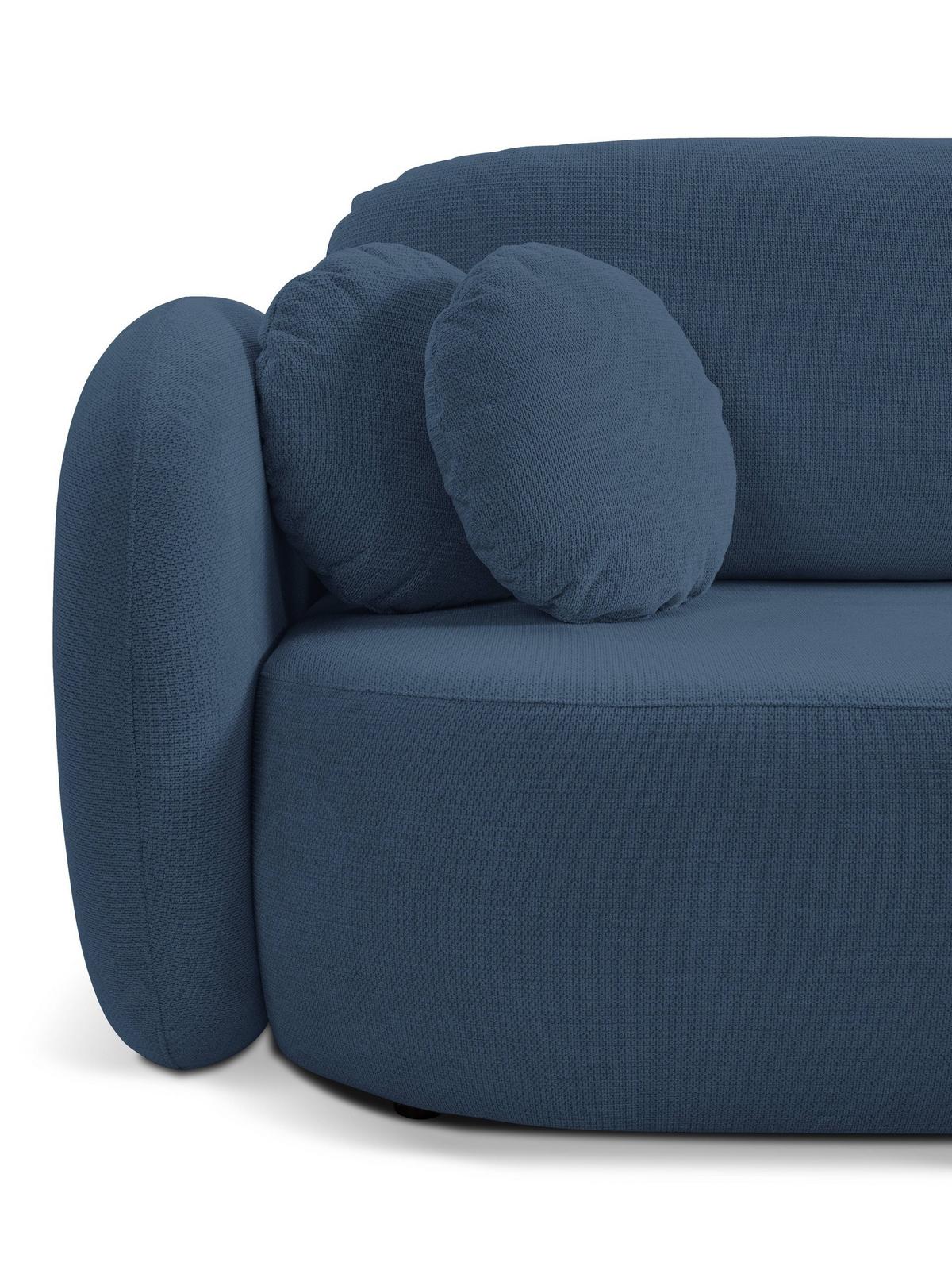 ECKSOFA AMICO R-S Dunkelblau Geflochtener Stoff mit Schlaffunktion - Dunkelblau, Holz (248/174cm) - MASSENO