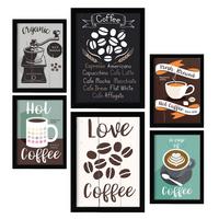 POSTER Set Mit 6 Kaffee Kaffee & Getränken Im Werbetafel Illustrationen A3 & A4 Rahmenlos - Klar, Papier (29/3cm) - Nacnic