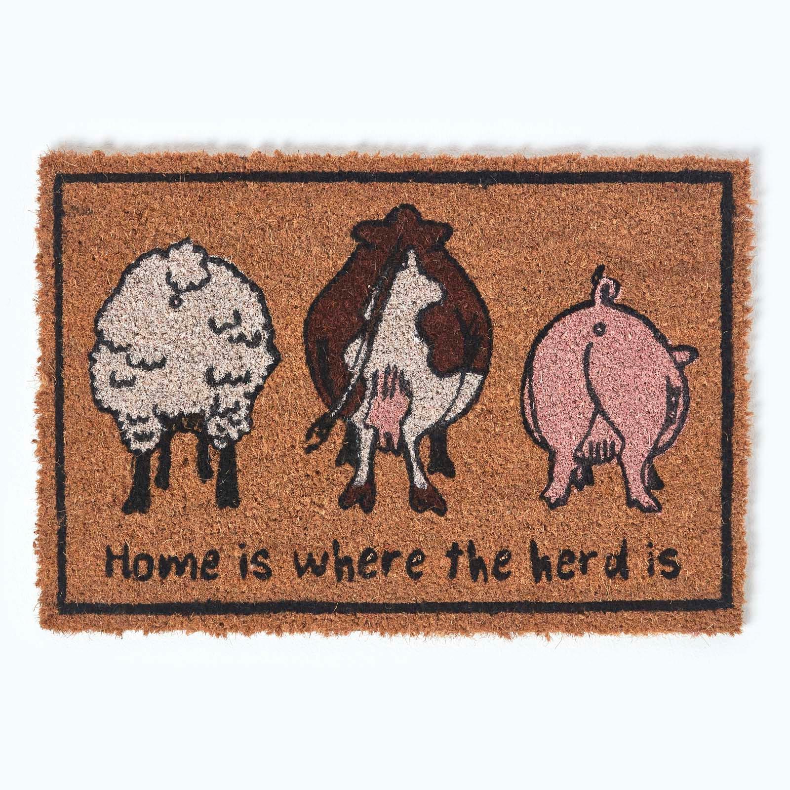 FUSSMATTE Home is where the herd is, Kokos 40/60 cm - Multicolor, Naturmaterialien (40/61cm) - Homescapes