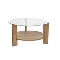 COUCHTISCH mit 2 Platten, davon eine aus gehärtetem Glas 75/75/40 cm - Eichefarben, Holzwerkstoff (7.5/75/40cm) - Calicosy