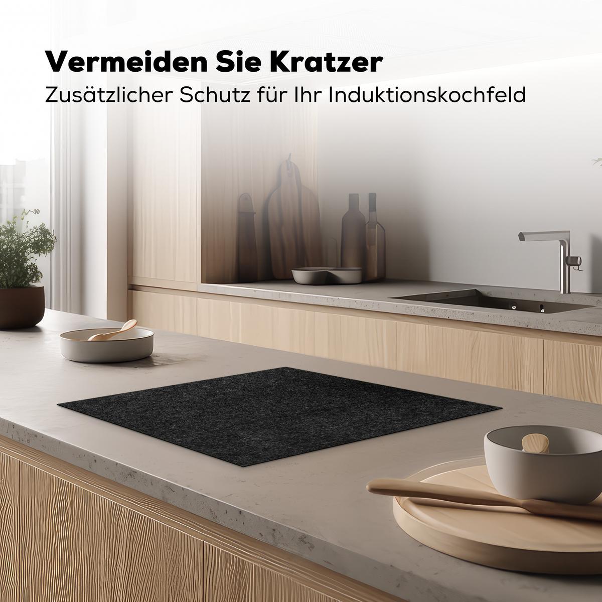 HERDABDECKPLATTE Granit - Schwarz - Granitstruktur - Dunkel Ceranfeldabdeckung 59x52 cm - Schwarz, Kunststoff (59/52/0.2cm) - MuchoWow
