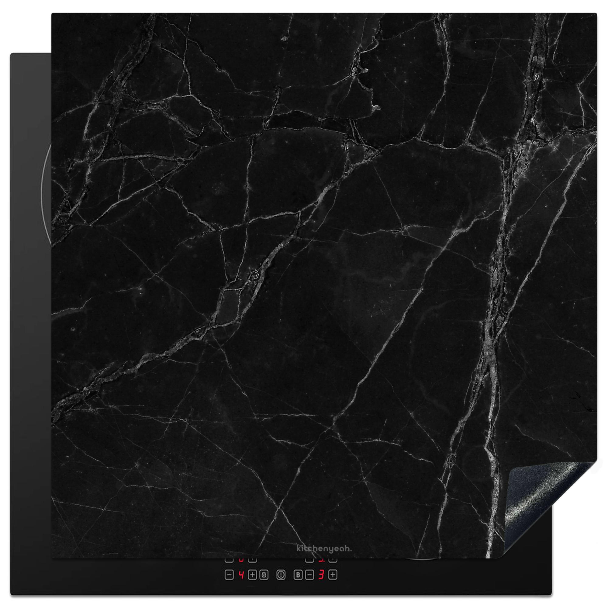 HERDABDECKPLATTE Schwarz - Marmor Induktionsmatte 78x78 cm - Schwarz, Kunststoff (78/78/0.2cm) - MuchoWow