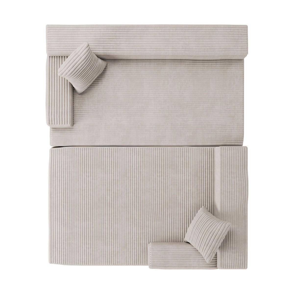 SOFA Coredo beige Cord - Beige, Textil (250/155cm) - Juskys