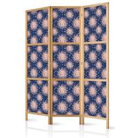 PARAVENT Japanischer 3-tlg 135x172 cm Sonnen - Blau, Holz/Textil (135/172/3cm) - Muralo