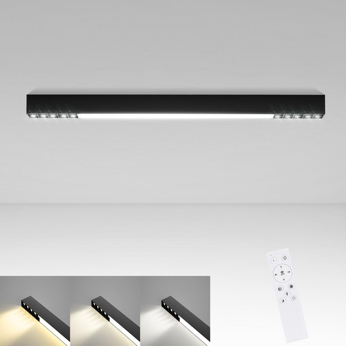 LED-DECKENLEUCHTE Korngrimm 5.2/3.3/80 cm - Schwarz, Kunststoff (80/5.2/3.3cm) - ZMH